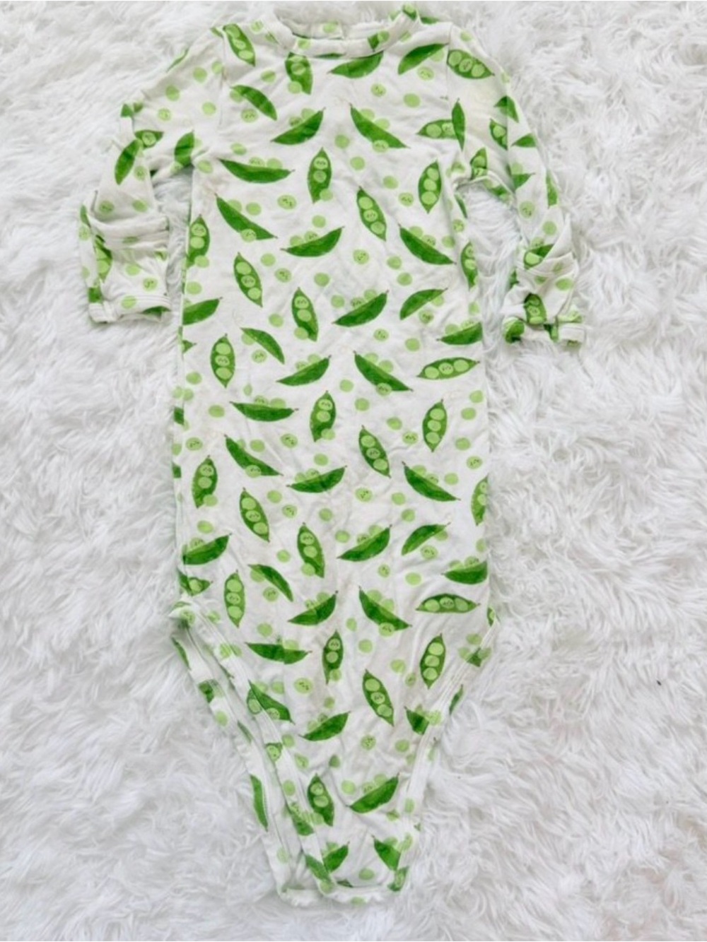 Angel Dear Bamboo Knotted Gown 0-3M Peas Print Soft Stretch